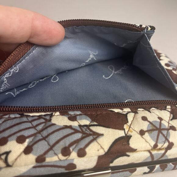 Vera Bradley Blooms Slate Wallet Hard Case Quilted Floral Blue Brown 8x5" - Picture 13 of 13